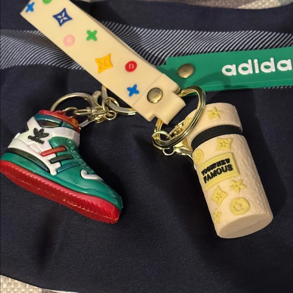 Adidas Green Shoe andCream Fashion Bottle Keychain
